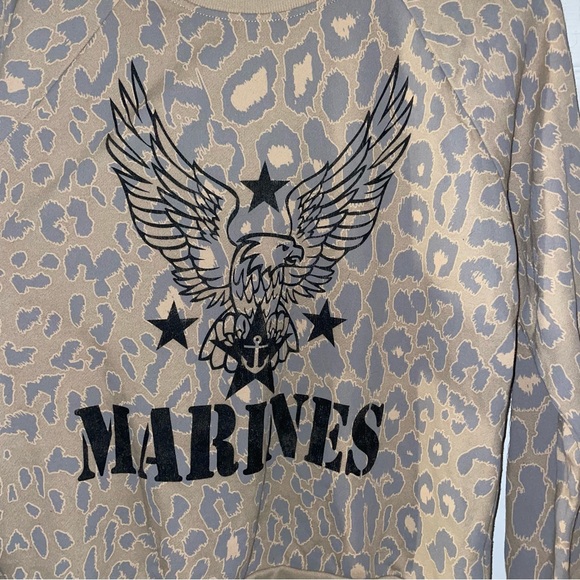 Forever 21 Marines Cheetah Print Eagle Sweatshirt - Picture 2 of 4